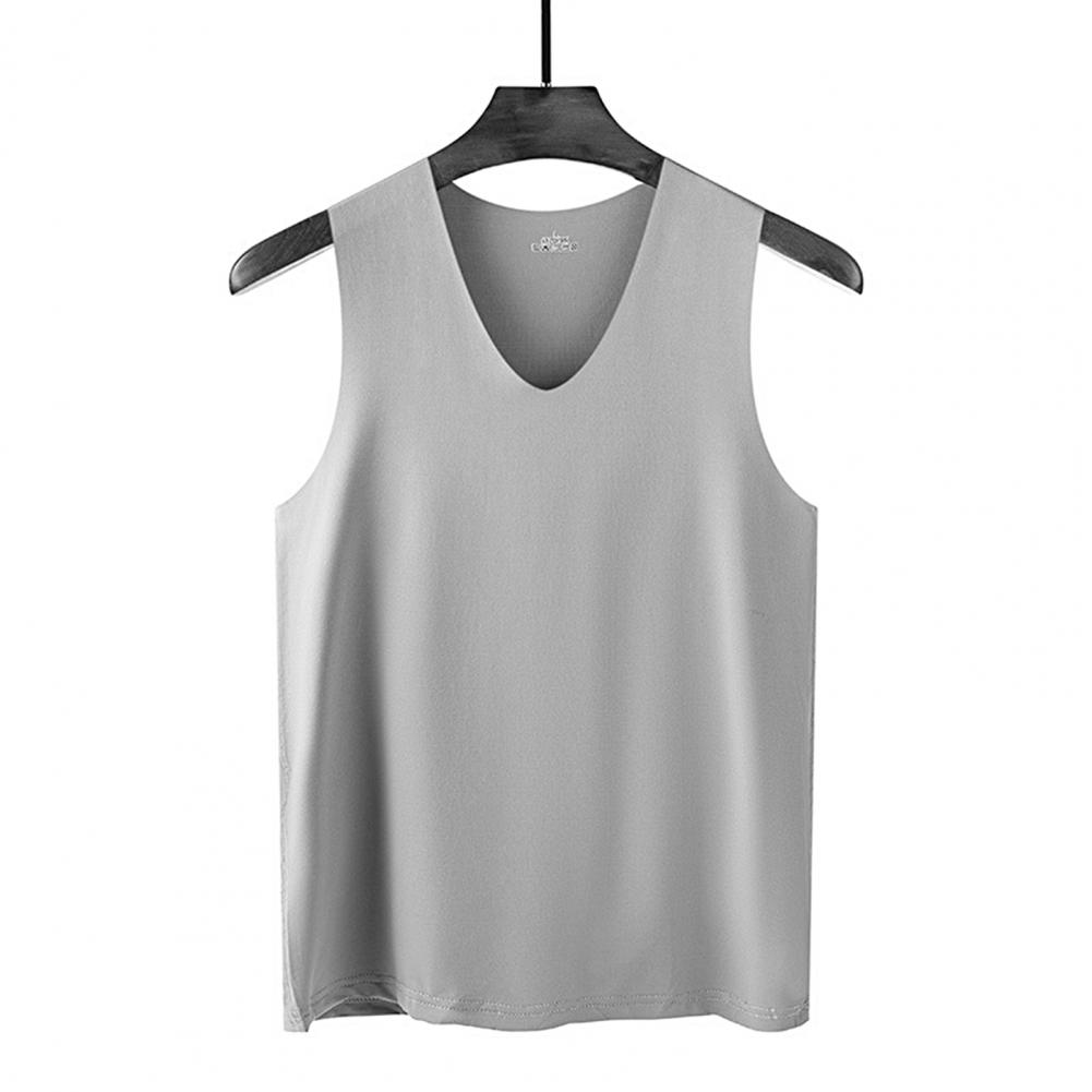 Men Vest Sleeveless V-Neck Quick Dry Ice Silk Vest T-Shirts Tank Top for Daily Wear