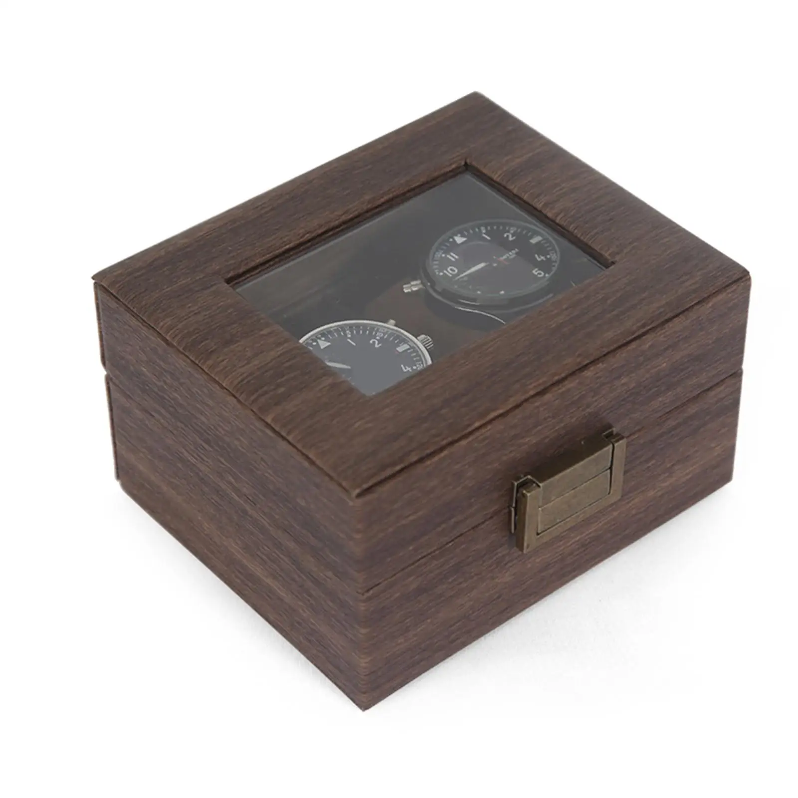 Watch Display Case Portable Wooden W/ Jewelry Organizer for Gifts