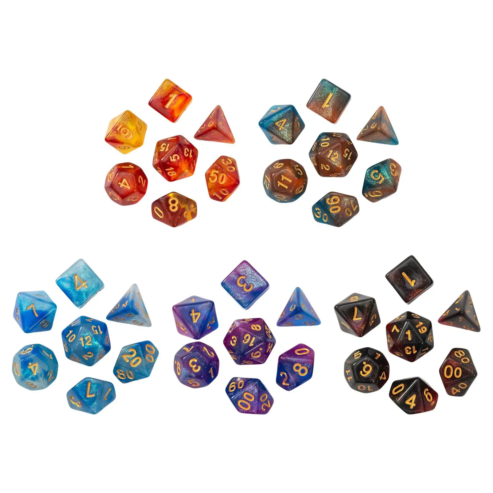 7Pcs Polyhedral Dice Set Acrylic Dice Entertainment Toys Multi-sided Dice D4 D8