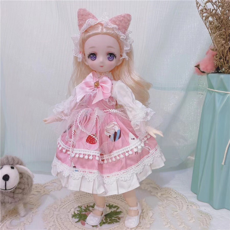 1/6 Kawaii Doll 30cm Cute Blyth Doll Joint Body Fashion BJD Dolls Toys with Dress Shoes Wig Make Up Gifts for Girl pullip