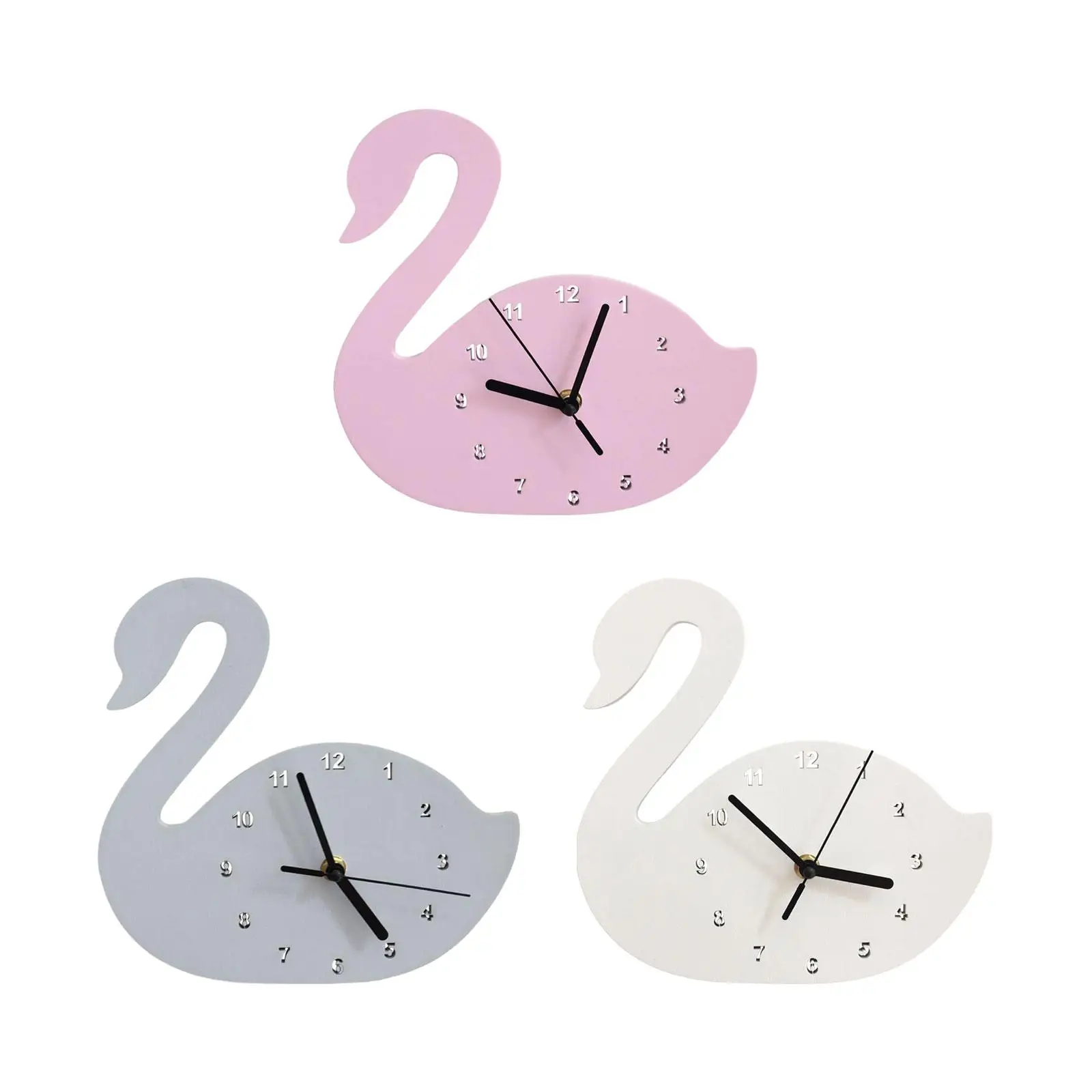 Swan Wall Clock Silent Quiet Wooden Lovely for Living Room Bedroom Kids Room