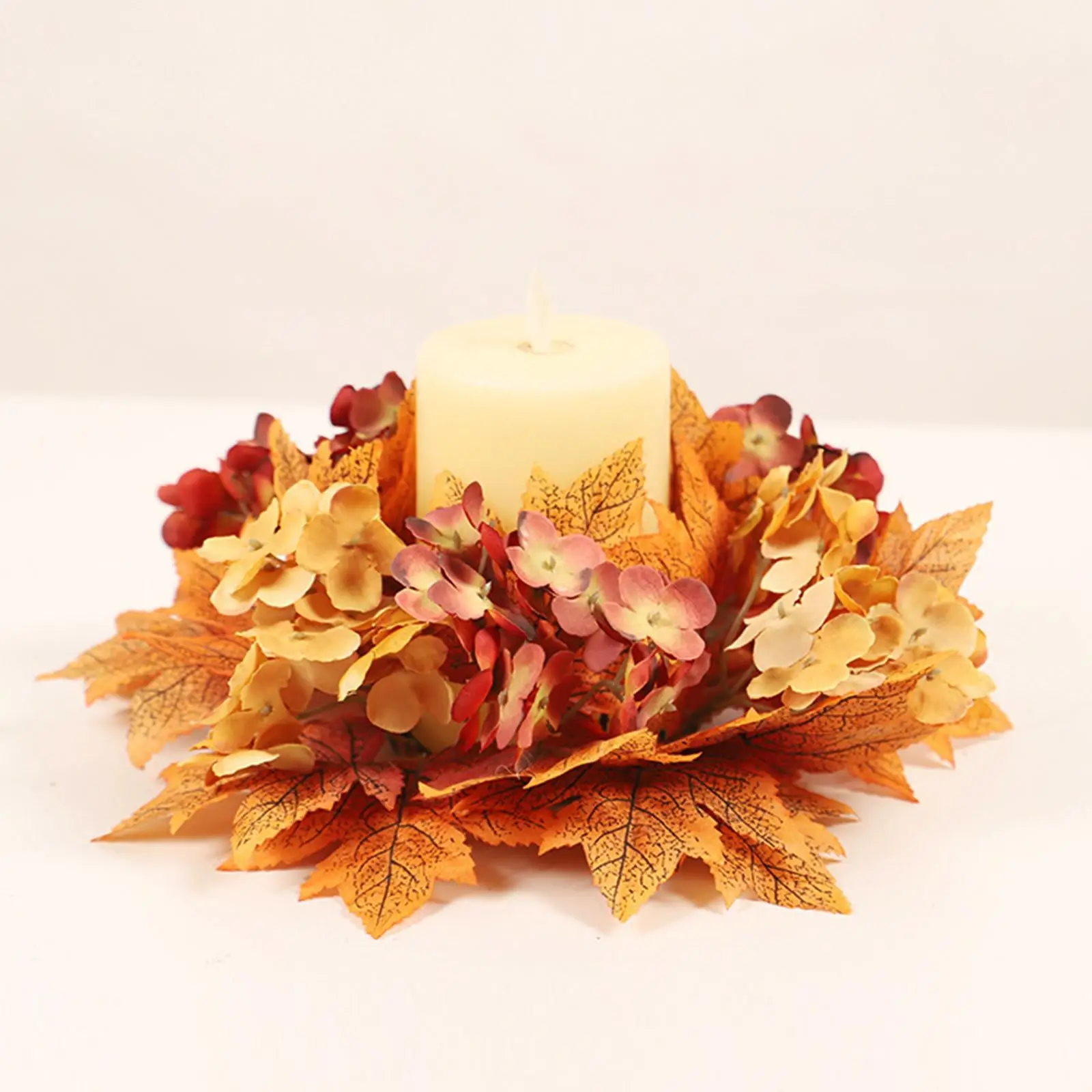 Fall Candle Rings Wreaths Living Room Decor Thanksgiving Candle Stick Holder