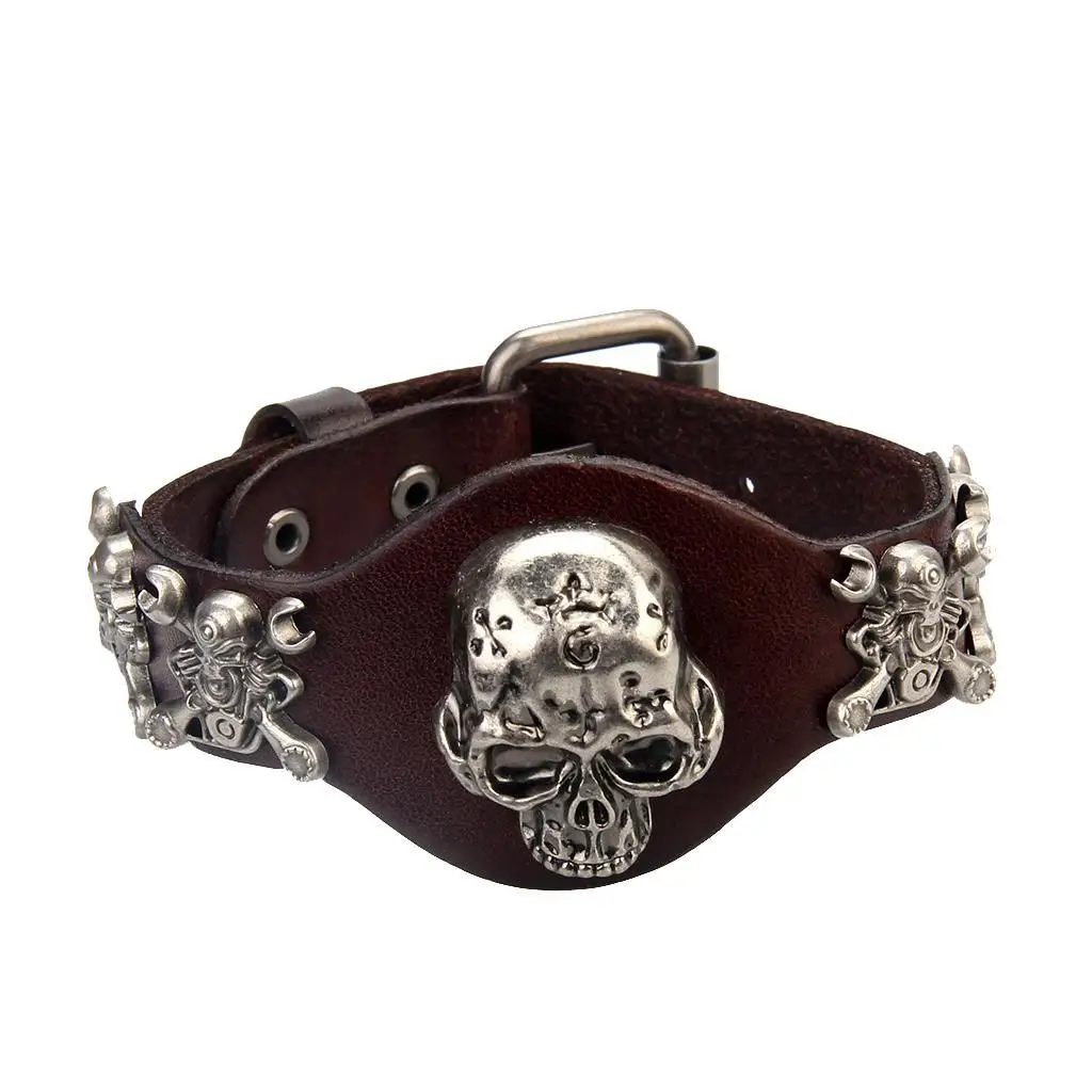Skull PU Leather Bracelet Skeleton Arm Band  Fashion Jewelry