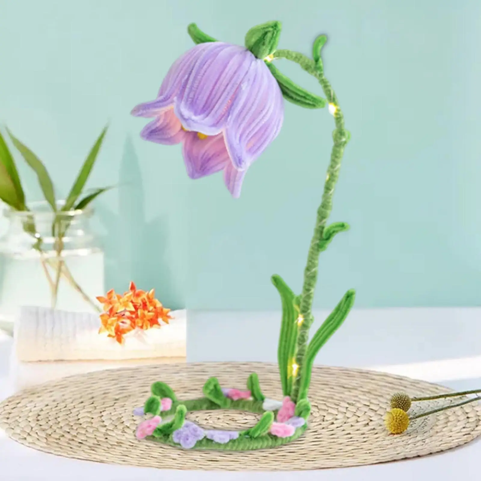 DIY Flower Flannel Night Light Desktop Ornaments for Table Holiday Bedroom