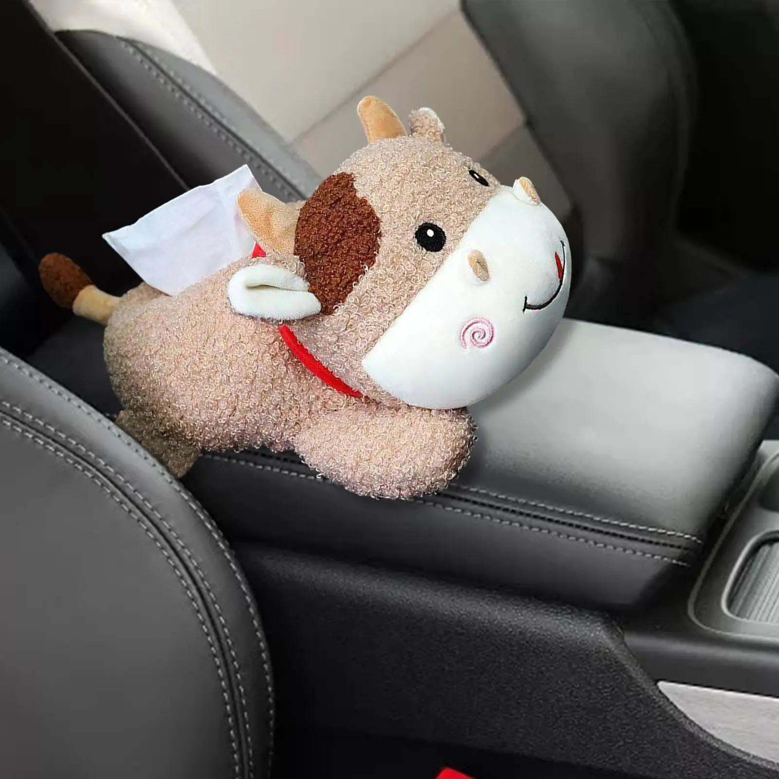 Plush Car Tissue Holder Cute Interior Decoration Paper Storage Box