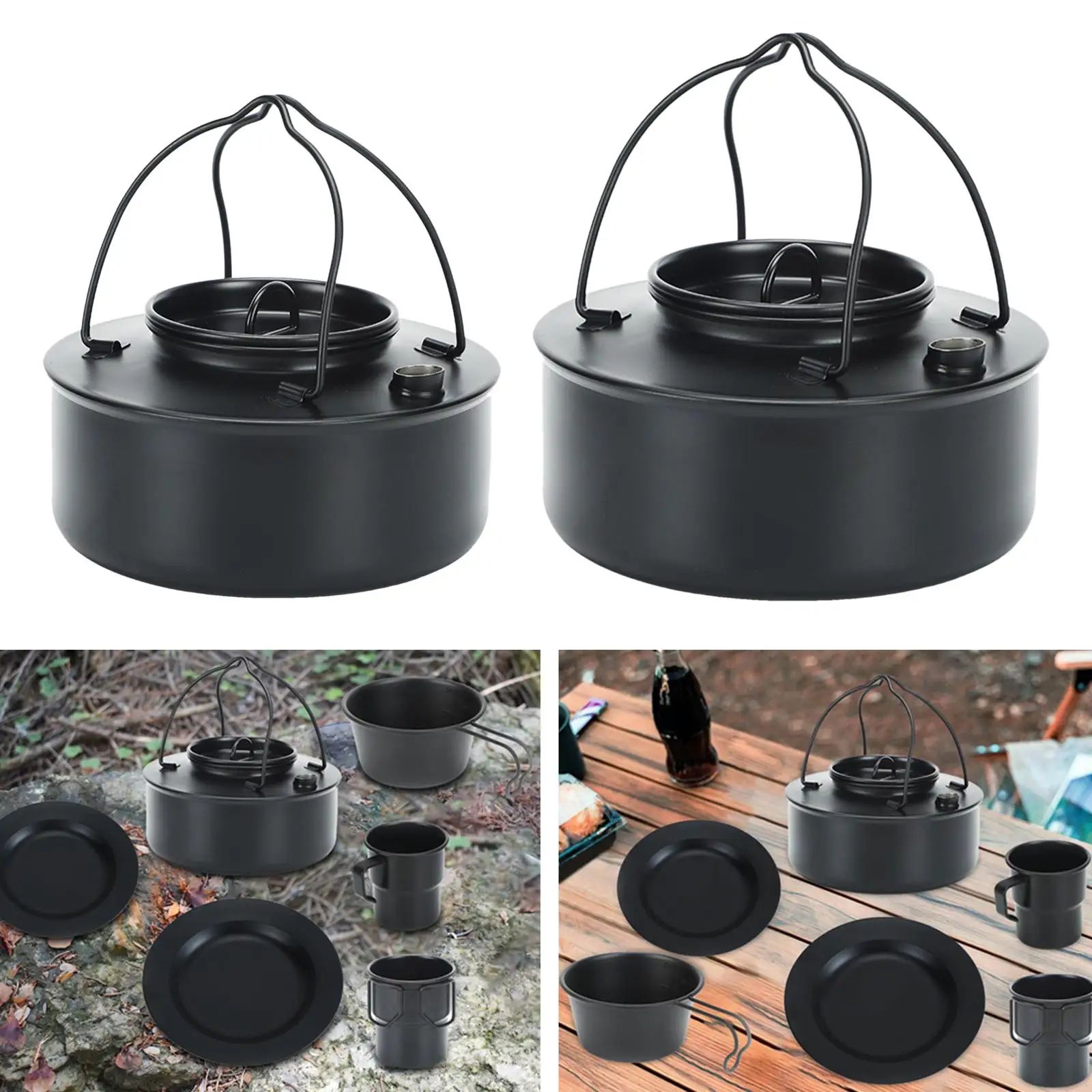 Portable Camping Stovetop Kettle Teapot Teakettle with Handle Campfire Cookware Outdoor Tea Coffee Pot for Fishing Barbecue
