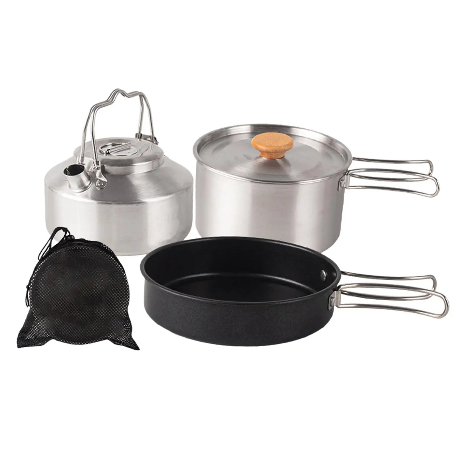 Camping Cookware Set, Outdoor Cook Gear with Storage Bag Stainless Steel Camping