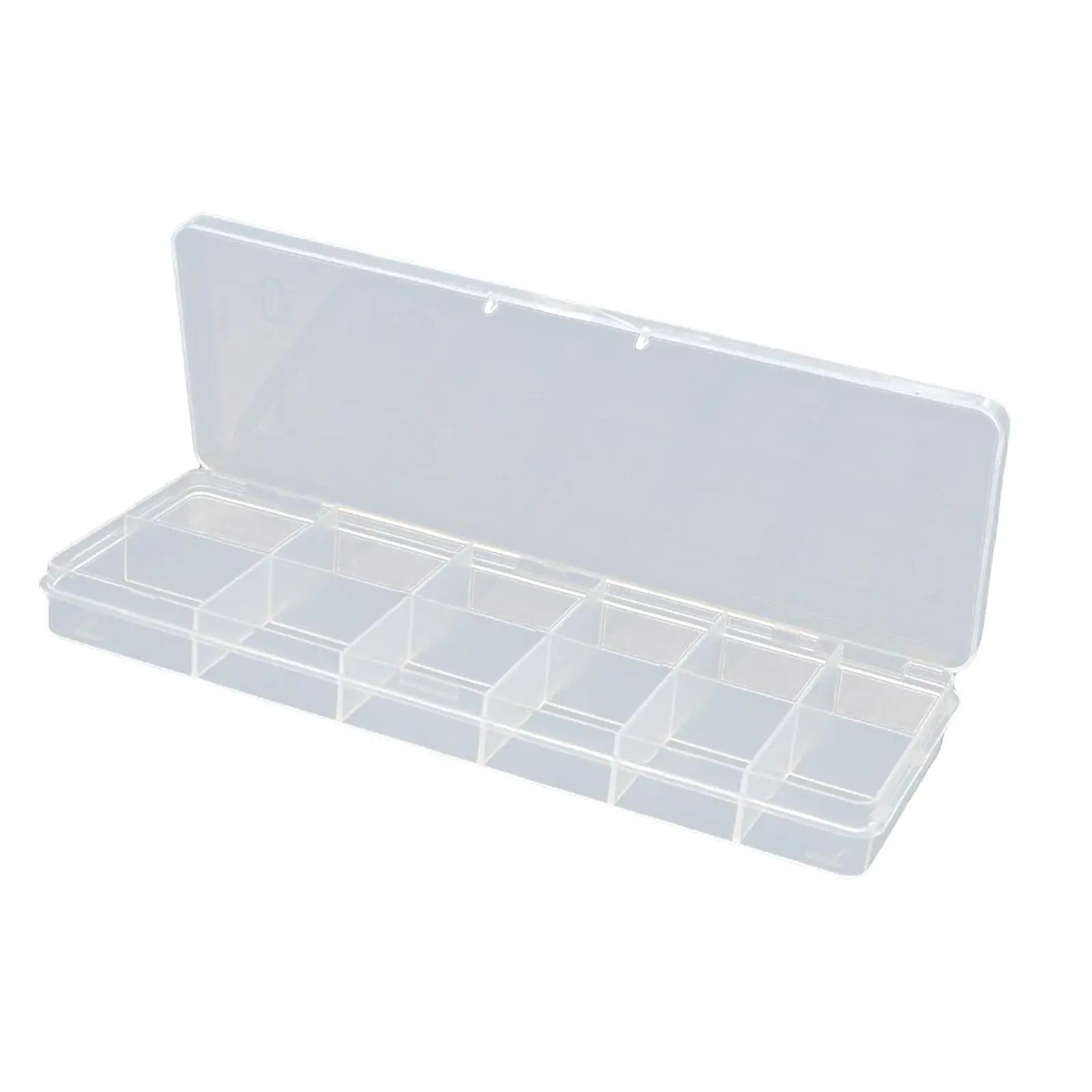 Plastic Nail Art Tip Storage Organizer Box with 10 Grid Boxes 12 Slots Empty Nail Art Tools Case for Beads Glitters Art Crafts
