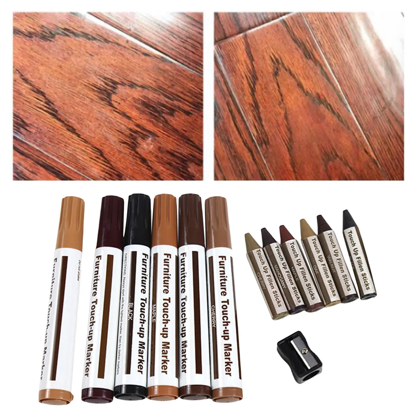 Furniture Repair Markers, Floor Pen, Portable Universal Wooden Filler Remover for Bedposts Kitchen Paint Restoring Tables