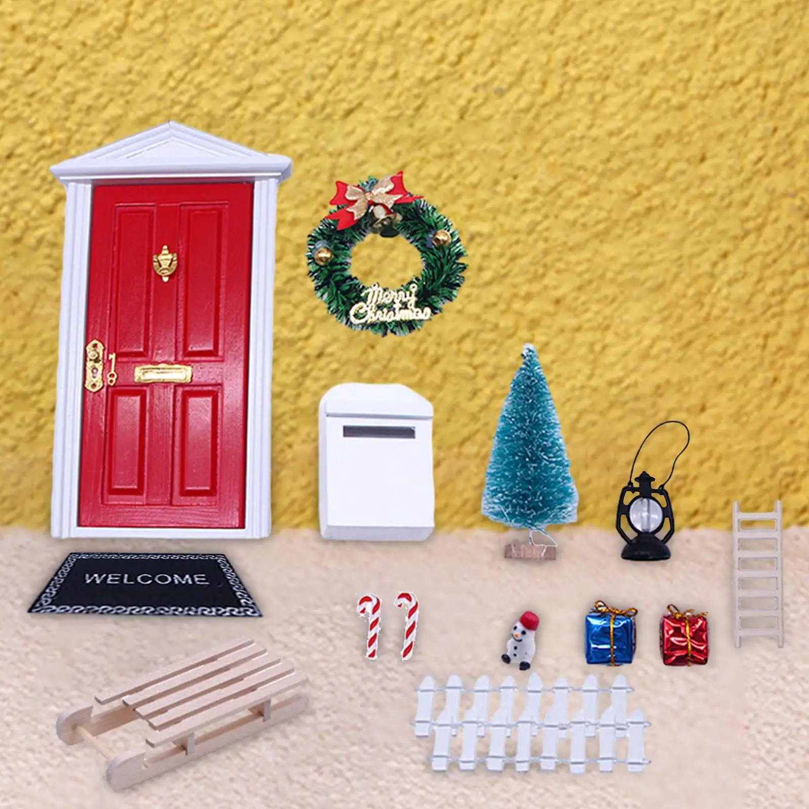 12Pcs 1:12 Miniature Christmas Dollhouse Creative Toy Desktop Decorations Crafts Pretend Toys Party Favors Ornament Decoration