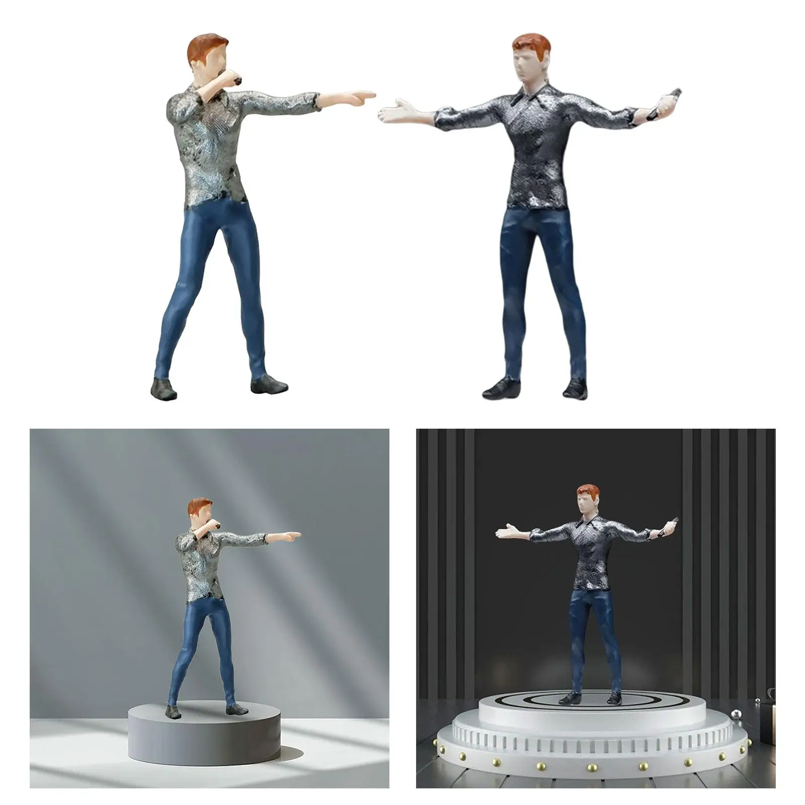 1: 64 Scale Miniature Singer Model Street Male Singer Display People Figurines for DIY Scene Diorama Photography Props Decor