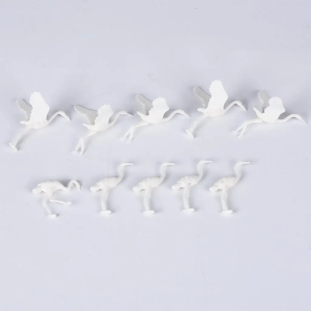 10x Self Painted Miniature Japanese Crane Bird Figurines for Micro Landscape