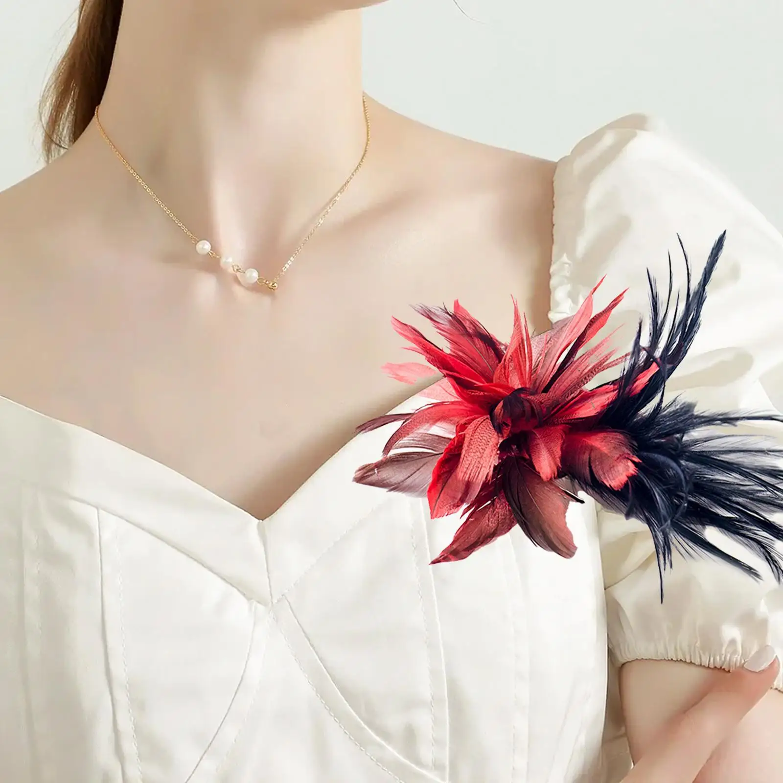 Feather Flower Brooch Vintage Feather Brooch Pin Brooches Jewelry for Women for Dance Banquet Dress Suit Cocktail Tea Party