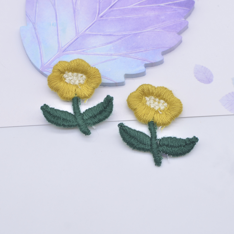 20 Stücke 25*30mm Gestickte Strickblume für DIY Kopfschmuck Clips Bogen Haar Kreis Dekor Zubehör Handgemachte Kleidung Patches – Detail 3