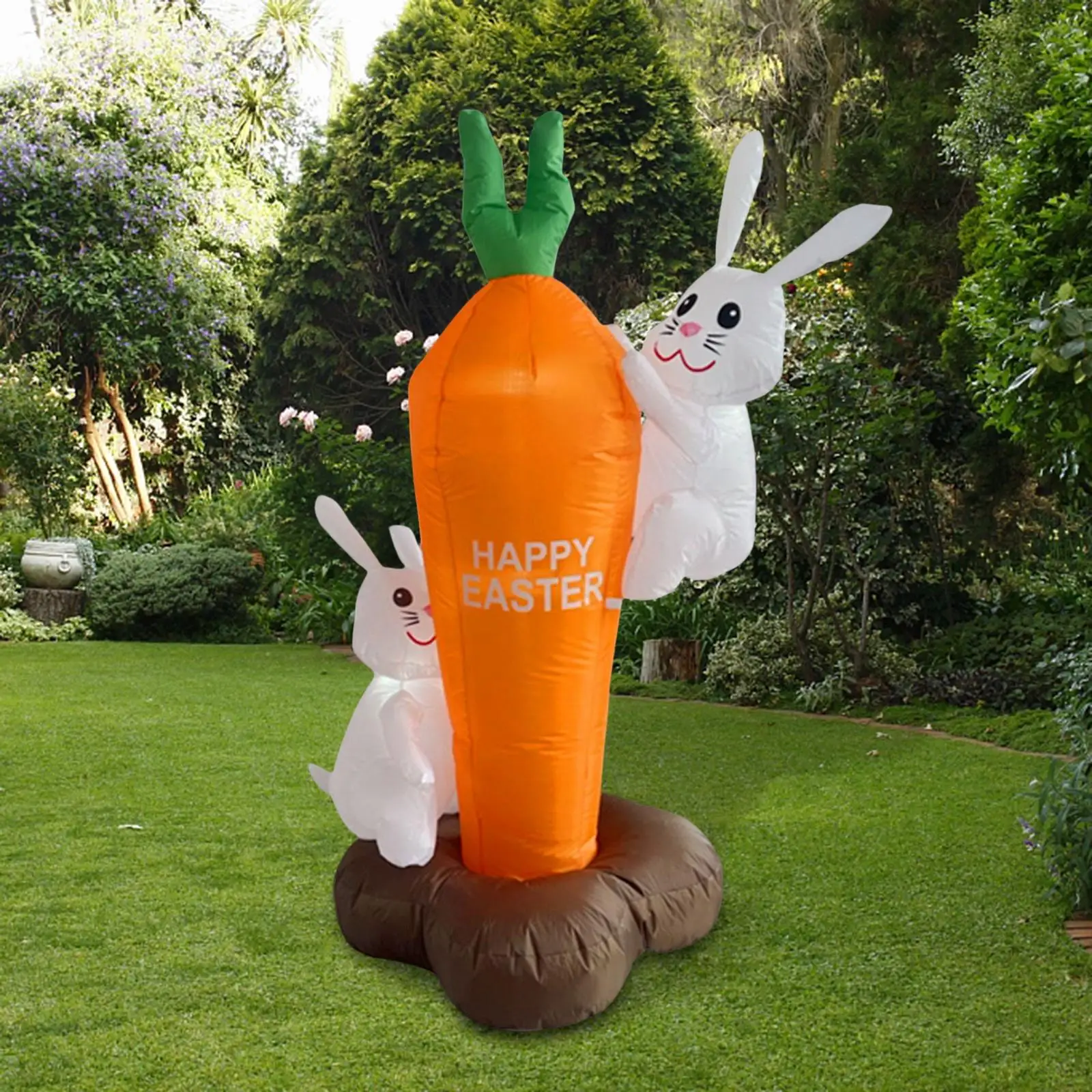 1.8M Easter Inflatable Bunny and Carrot Built in LEDs Lighted Outdoor Decoration for Porch Party Home Garden Yard