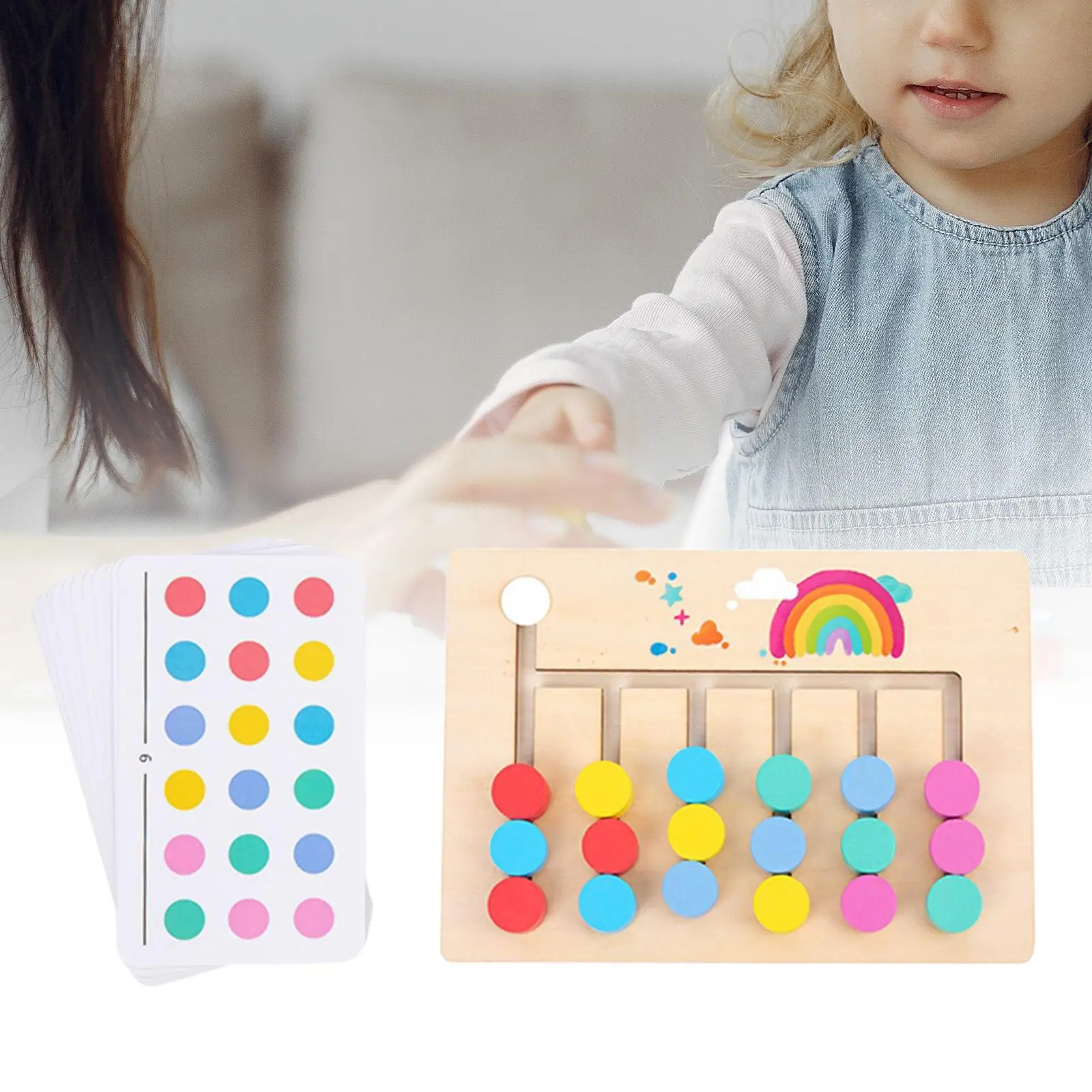 Montessori Toys Slide Puzzle Board Games Family Game Color and Shape Matching Brain Teasers Logic Game for Child Travel Toys