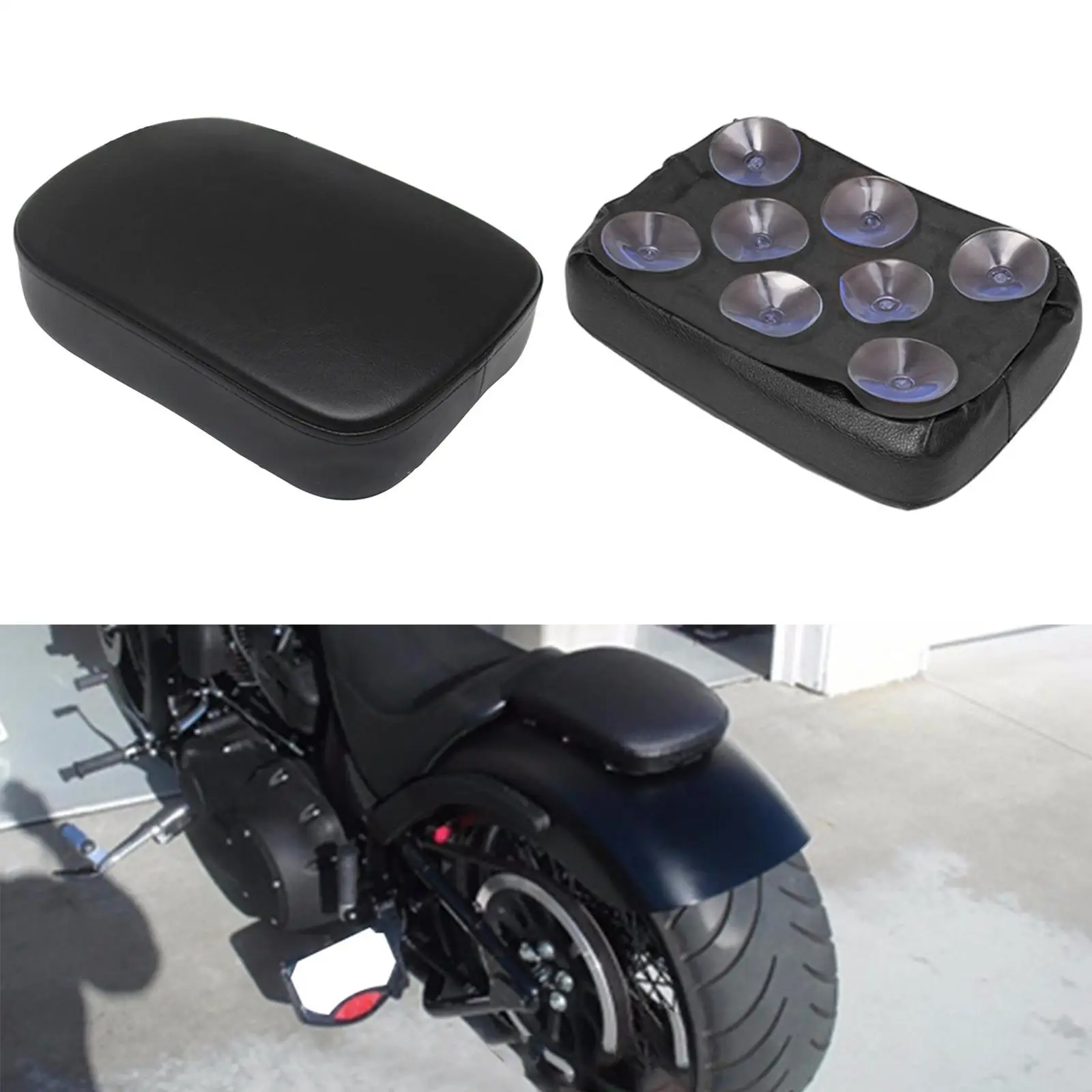 Motorcycle Pillion Seat Pad 8 Suction Cups Saddle Fit for Harley XL883 1200