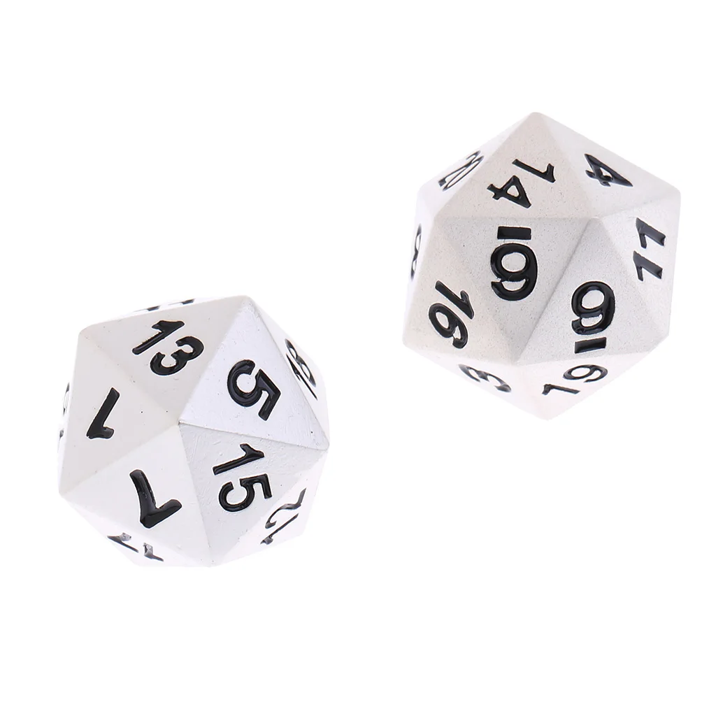 Durable 2Pcs d&d Table Game Polyhedral Dices D20 for Kids Students Couples Adults