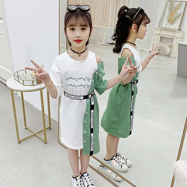Summer 2023 New Girls Dress Children Student Fashion Girls Dresses