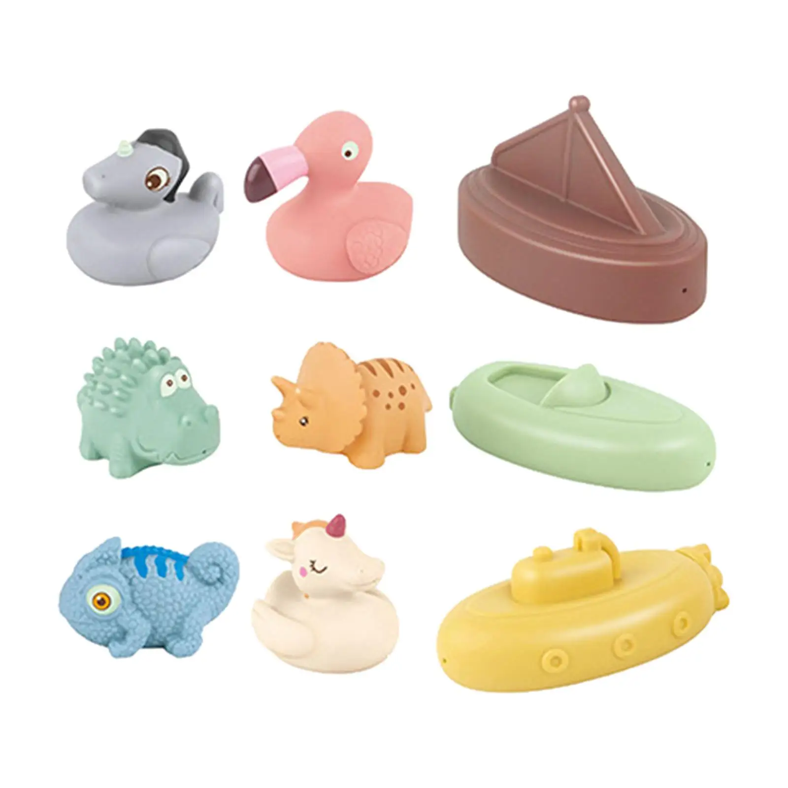 Kids Bathroom Toys for Water with 3 boat Toys and 6 Animals Toys Water Tub Playing Toys Cute Baby Bath Animals Toys