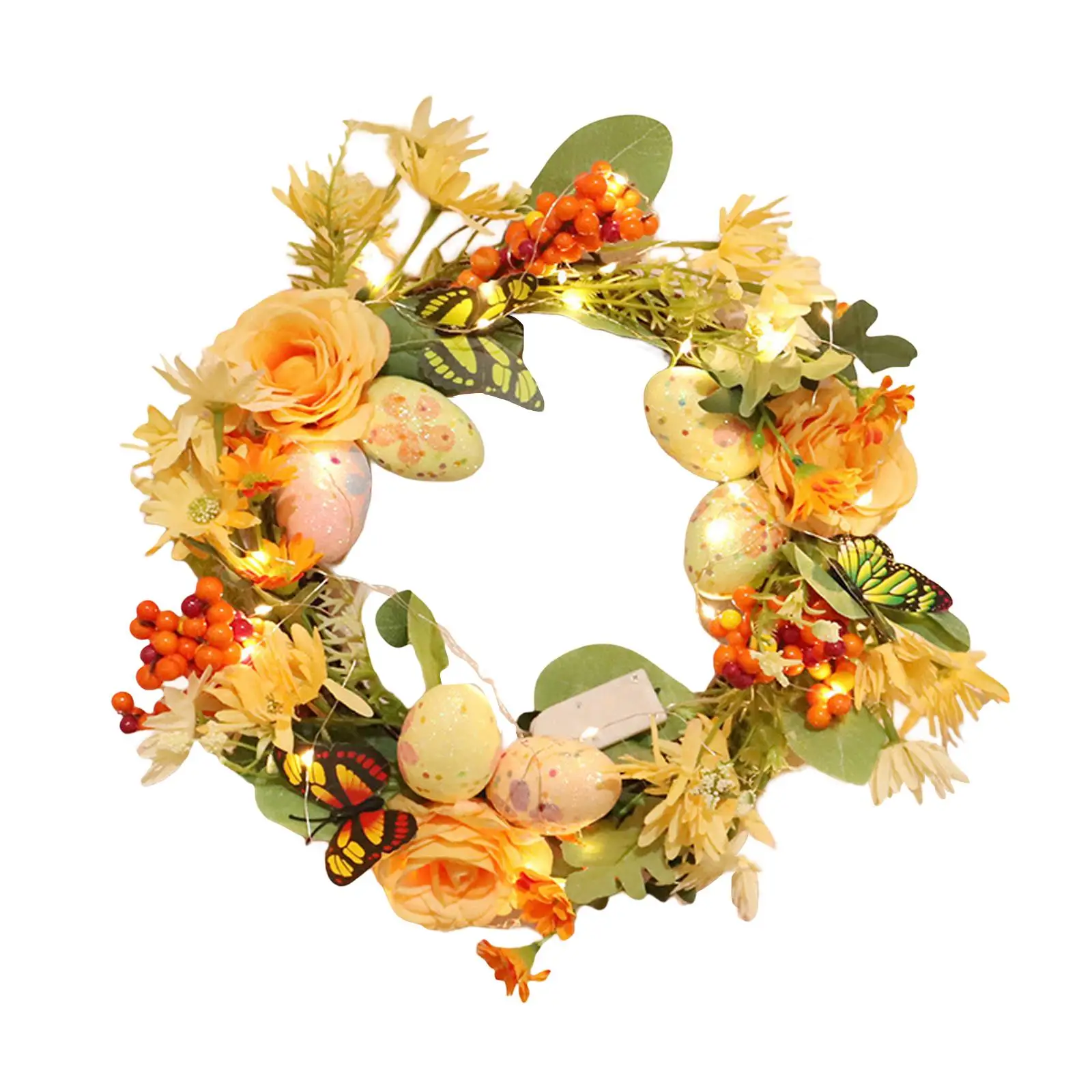 Lighted Easter Wreath Front Door Wreath with LED Lights for Holiday Wedding Outside Farmhouse