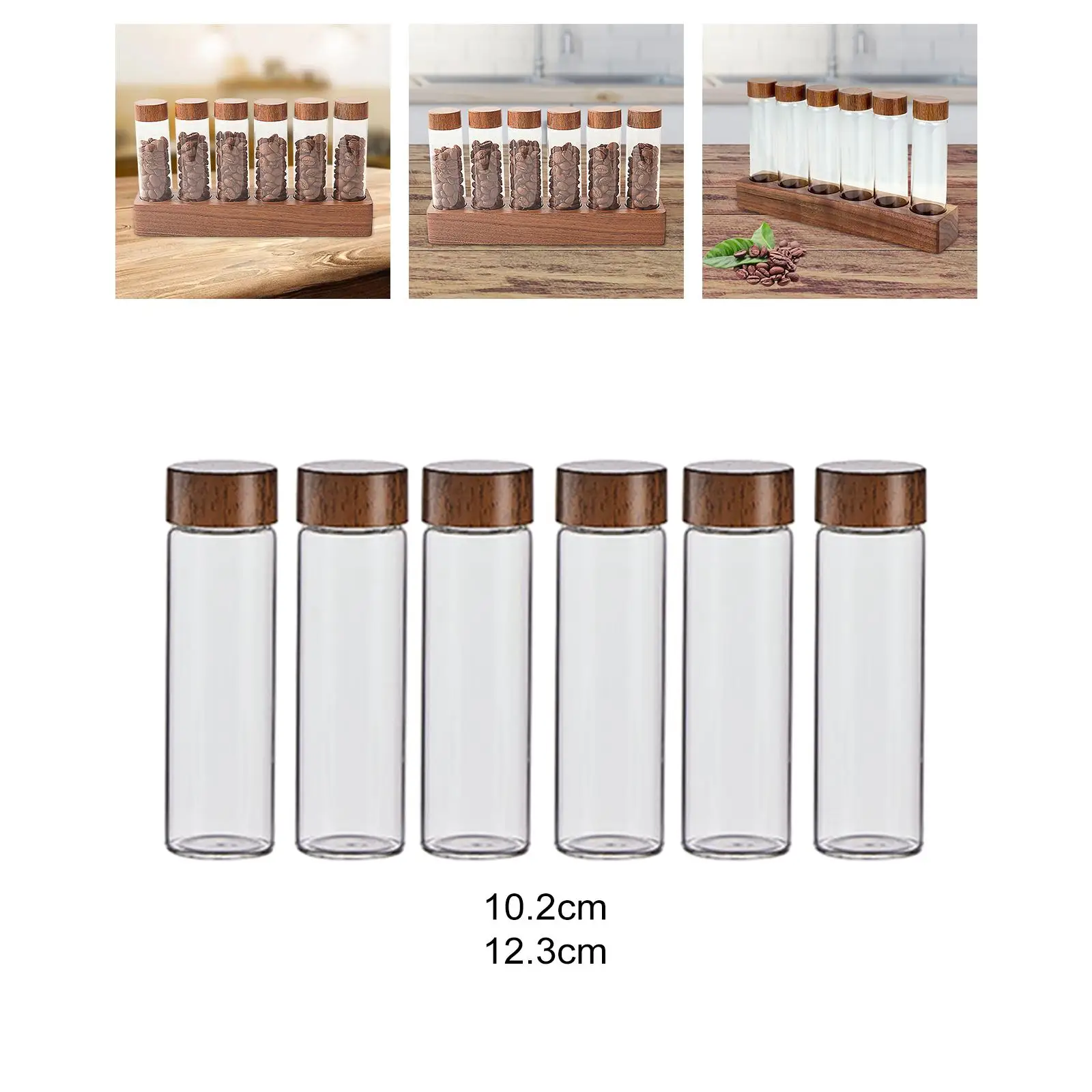 6Pcs Single Coffee Bean Storage Tubes Party Decoration Coffee Bean Test Tube for Retail Kitchen Bar Cafe Countertop
