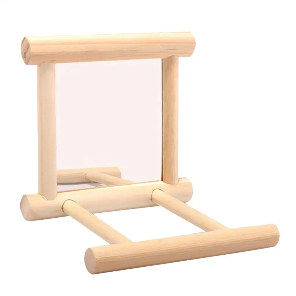 Hanging Mirror for Birds with Support for Perches for Parrots / Cockatoos /