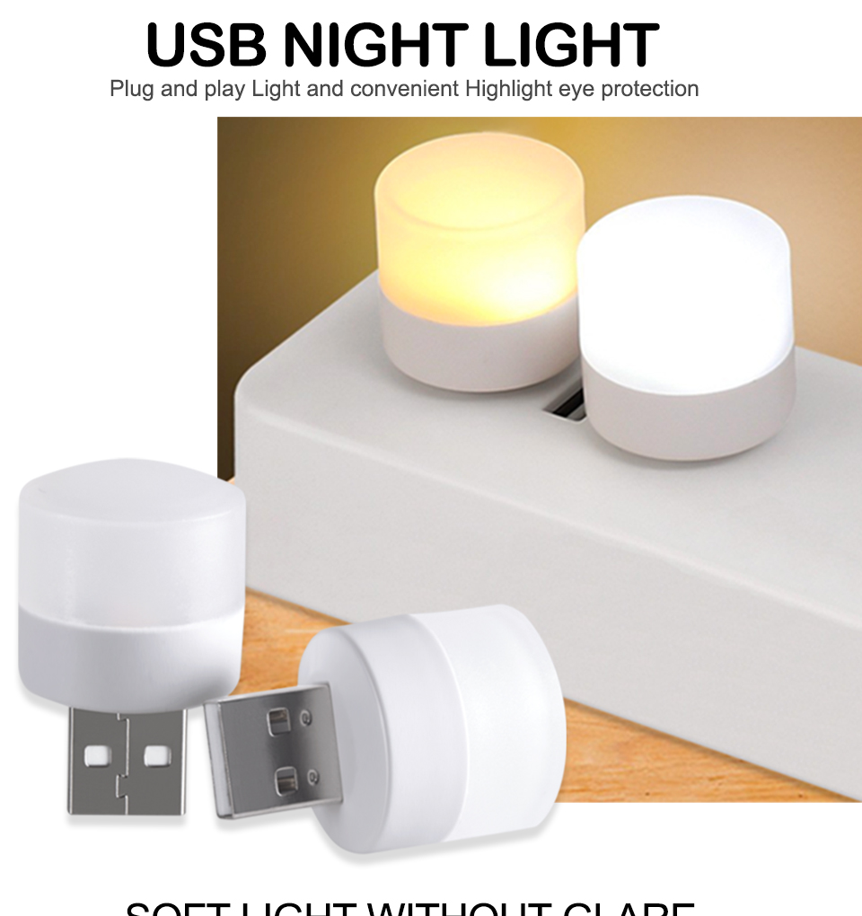 10 pcs RGB USB LED Night Light Super Bright Eye Protection LED Plug Lamp Computer Mobile Power Charging USB Small USB Book Light