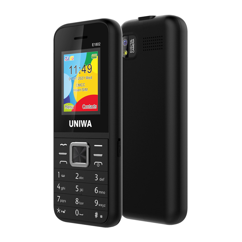 UNIWA E1802 2G Cellphone 1.77 Inch Flip Phone Push Button 1800mAh Telephone for Senior Elder Dual SIM Dual Standby Wireless FM