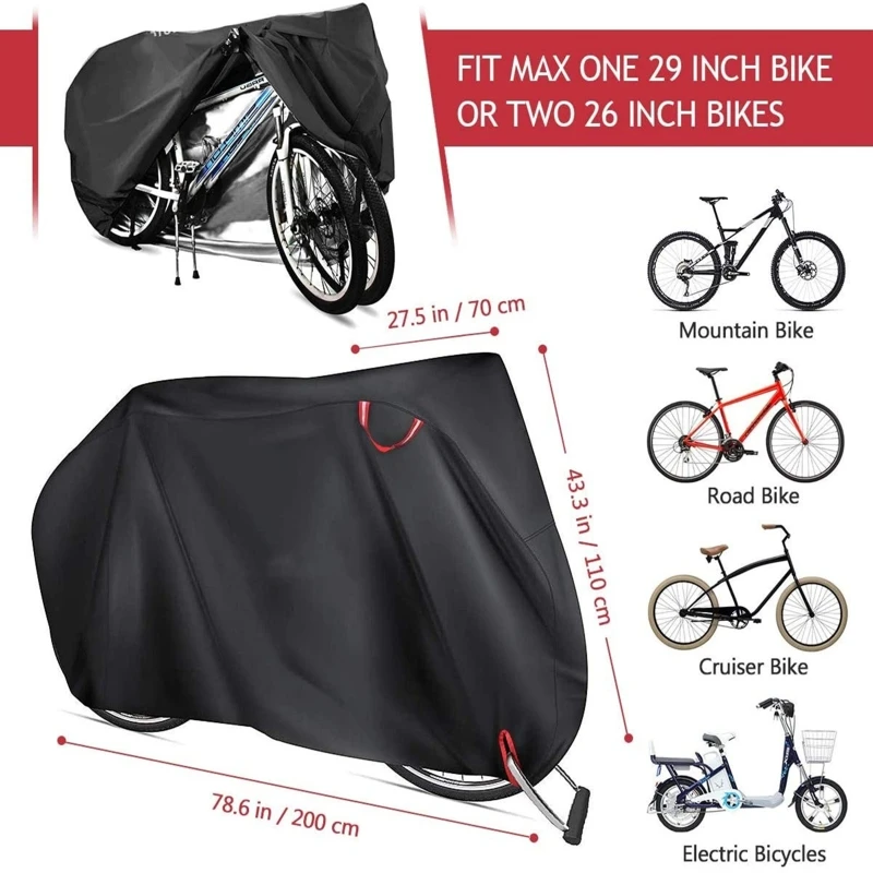 JUFO Bike Cover for Outside Storage Waterproof Oxford Bicycle Cover Indoor 210D Nylon with Pu Coating Wind Proof with Lock Hole With bicycle bottle cage and screw accessories