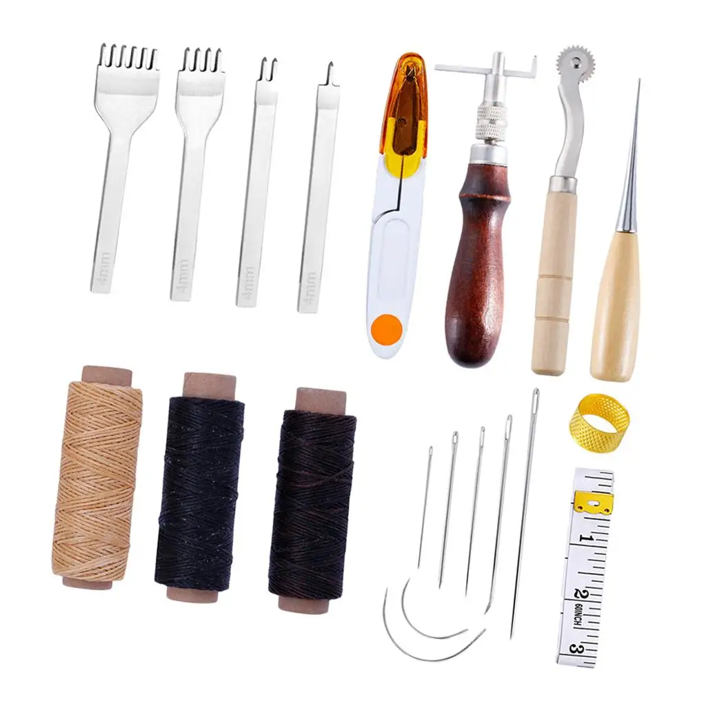 Leather  Tool Kit Stitching Carving Working Sewing 1 Set/20x