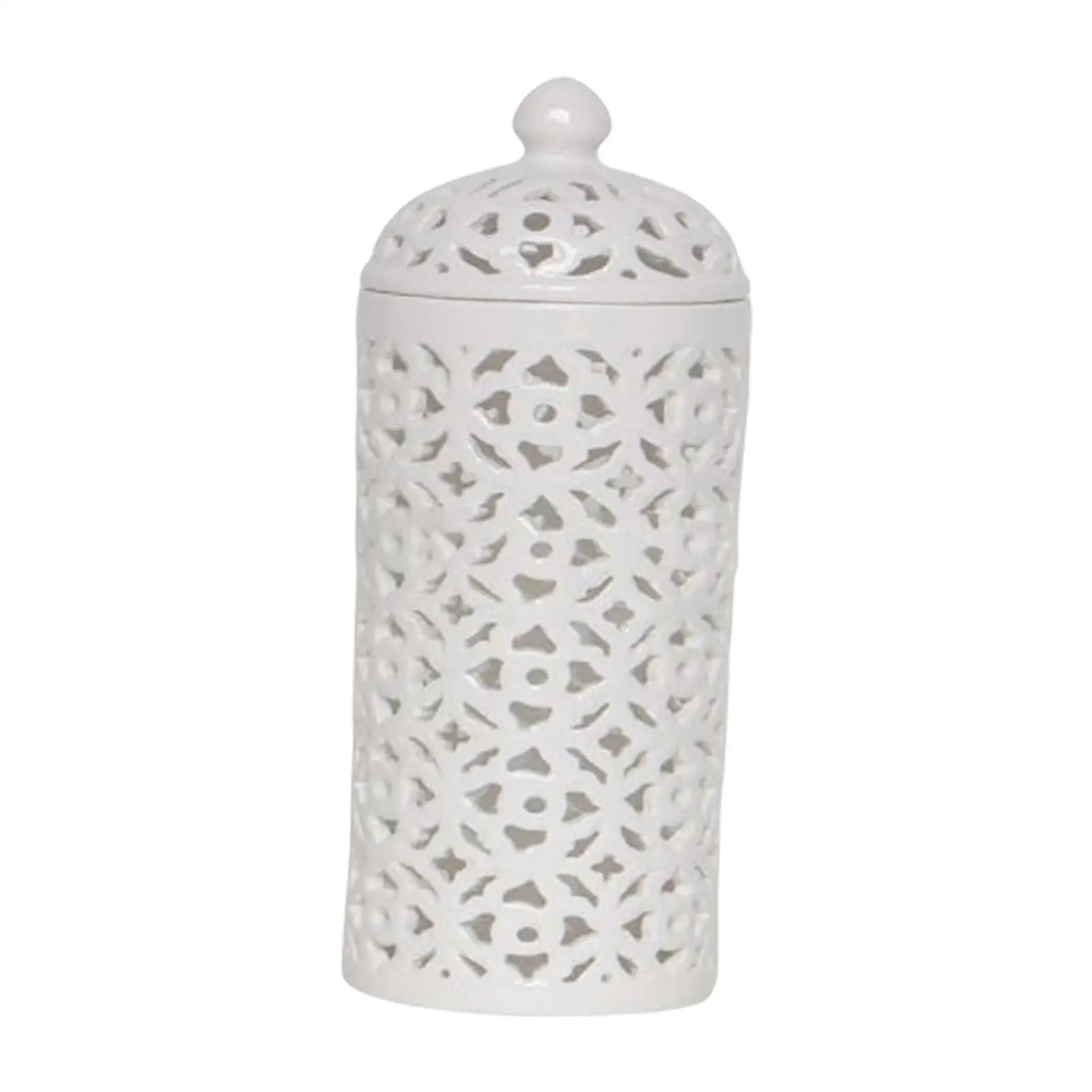 Ceramic Hollow Pierced Vase with Lid Temple Jar, Traditional Decorative Jar