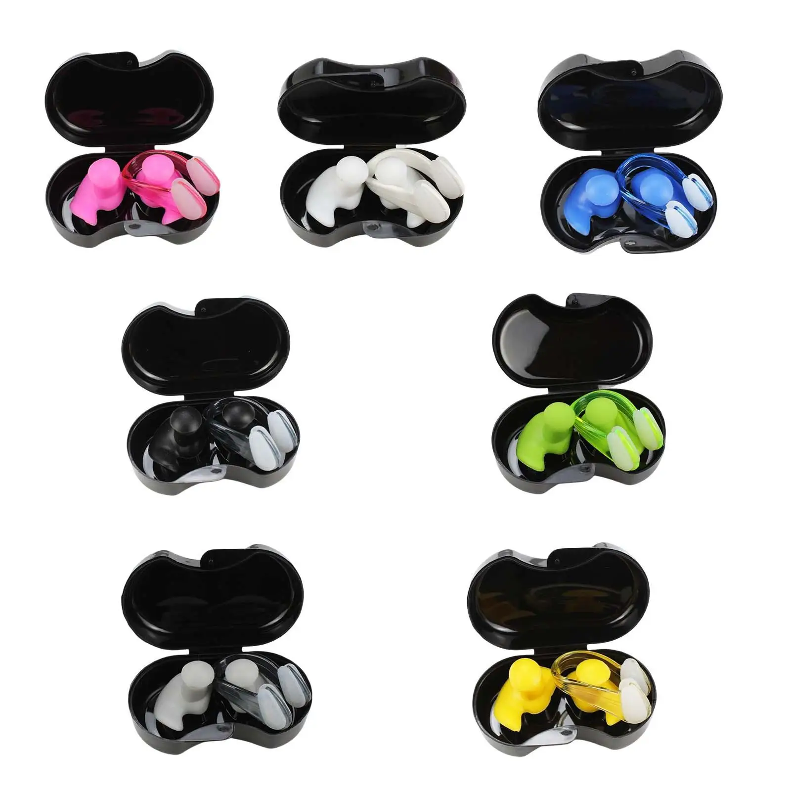 Swimming Ear Plug Nose Clip Set Silicone Earplugs Waterproof Ear Nose Protector with Storage Box for Water Sports Men Women Kids
