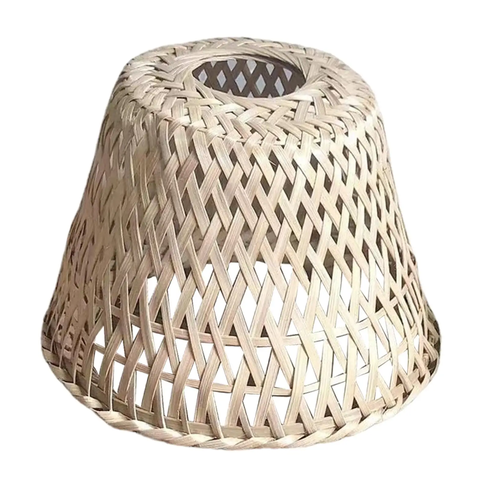 Bamboo Weave Hanging Lamp Shade for Dining Table , Light Bulb Cage Guard Chandelier Cover