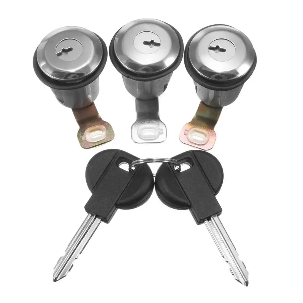 dolity 3 Pieces Ignition Key Switch Lock Cylinder with 2 Keys For Peugeot Citroen