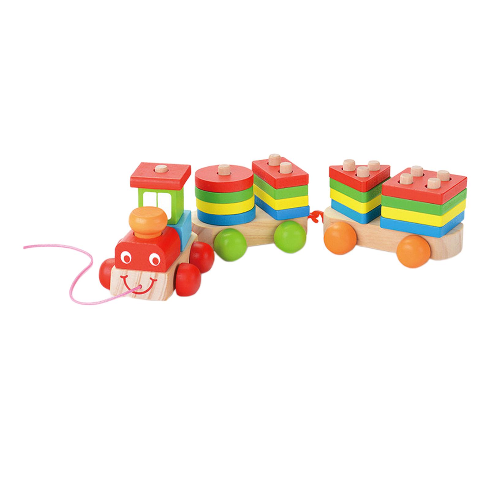 Creative Train Montessori Toys Intelligence Toy Shape Color Recognition Blocks for Boy Preschool Children Toddlers Holiday Gifts