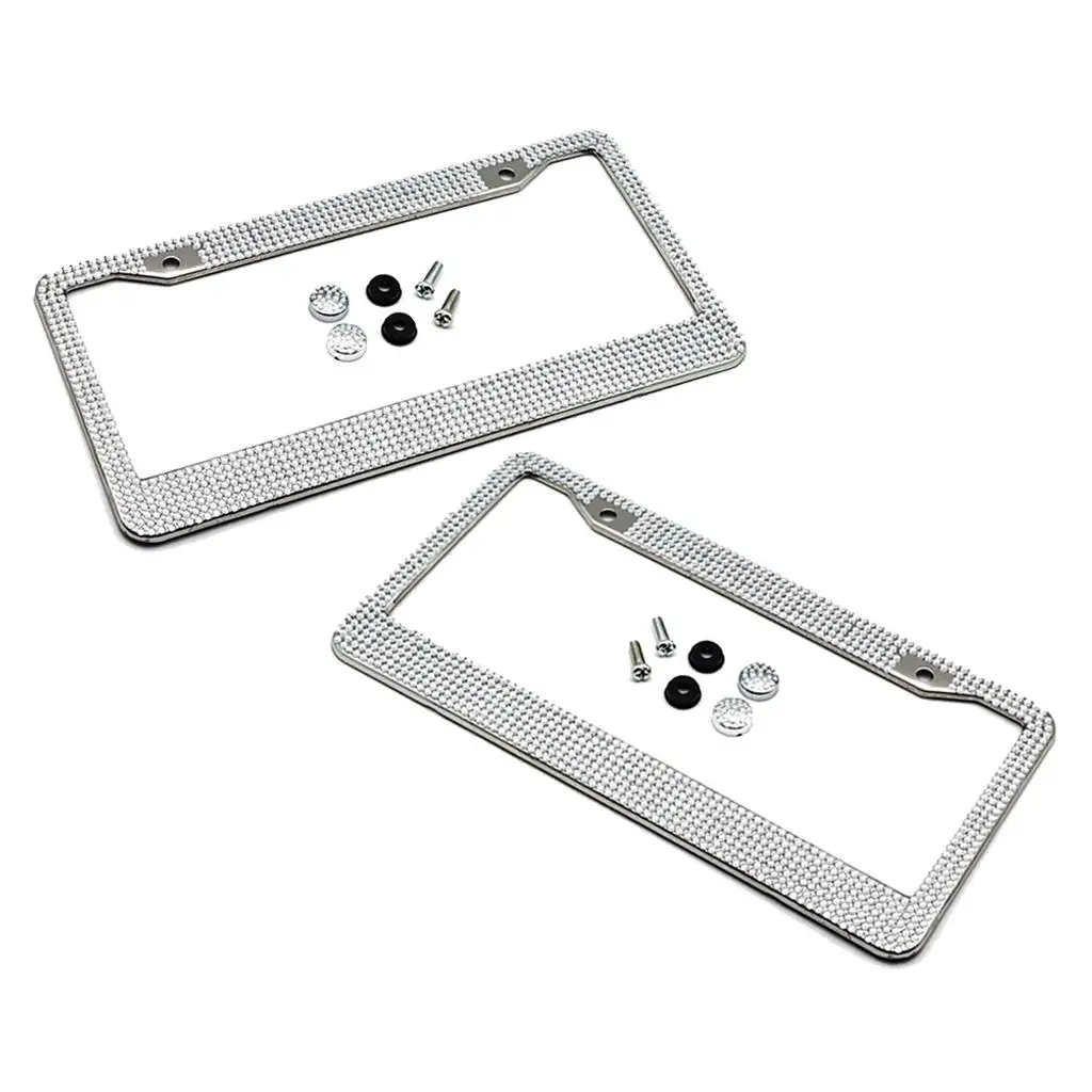 2x Bling License Plate  Motorcycle License Bracket With Screws 