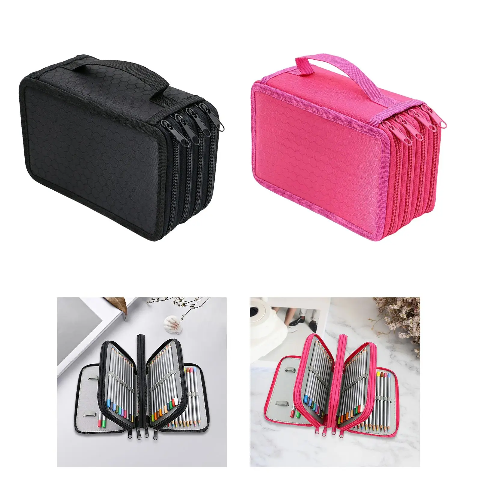 Pencil Case Storage Pen Bag Multifunction 72 Slots with Zipper with Handle Makeup Paint Bag for Adults Pens Markers Stationery