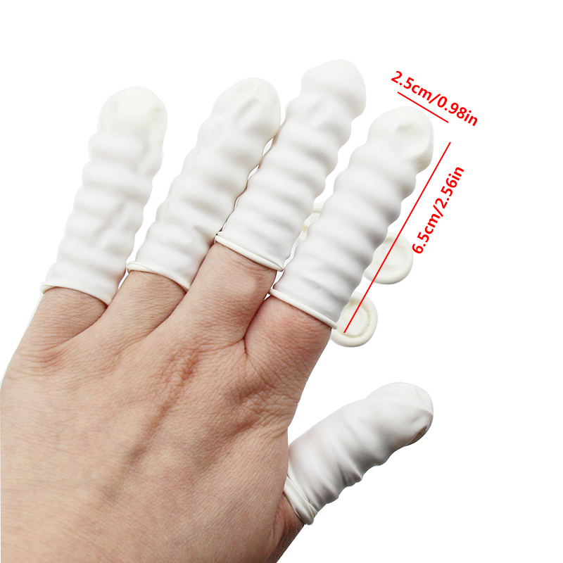 50/100 Stück Wiederverwendbare Fingerschutz-Handschuhe Gummi-Latex-Fingerlinge Fingerspitzen-Fingerabdruckentferner Töpferwerkzeuge – Detail 2