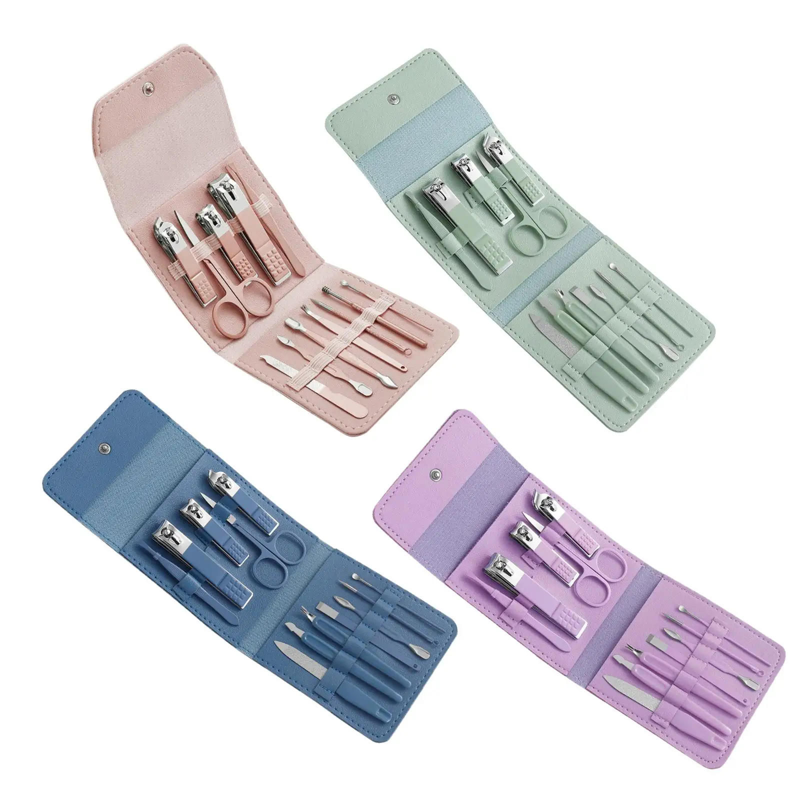 12Pcs Manicure Set Toenail Trimmer Scissors Ear Spoon Household Nail Clipper Kit with PU Leather Bag Sharp Tweezers Pedicure Kit
