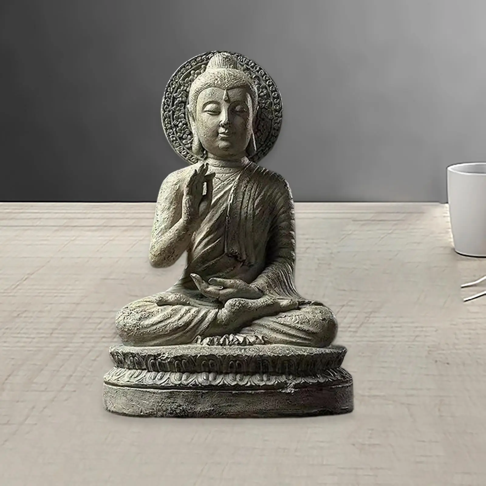 Sitting Meditating Buddha Statue Figurine Enlightened One Sculpture Fengshui Restorative Gift Small for Tabletop Office Decor