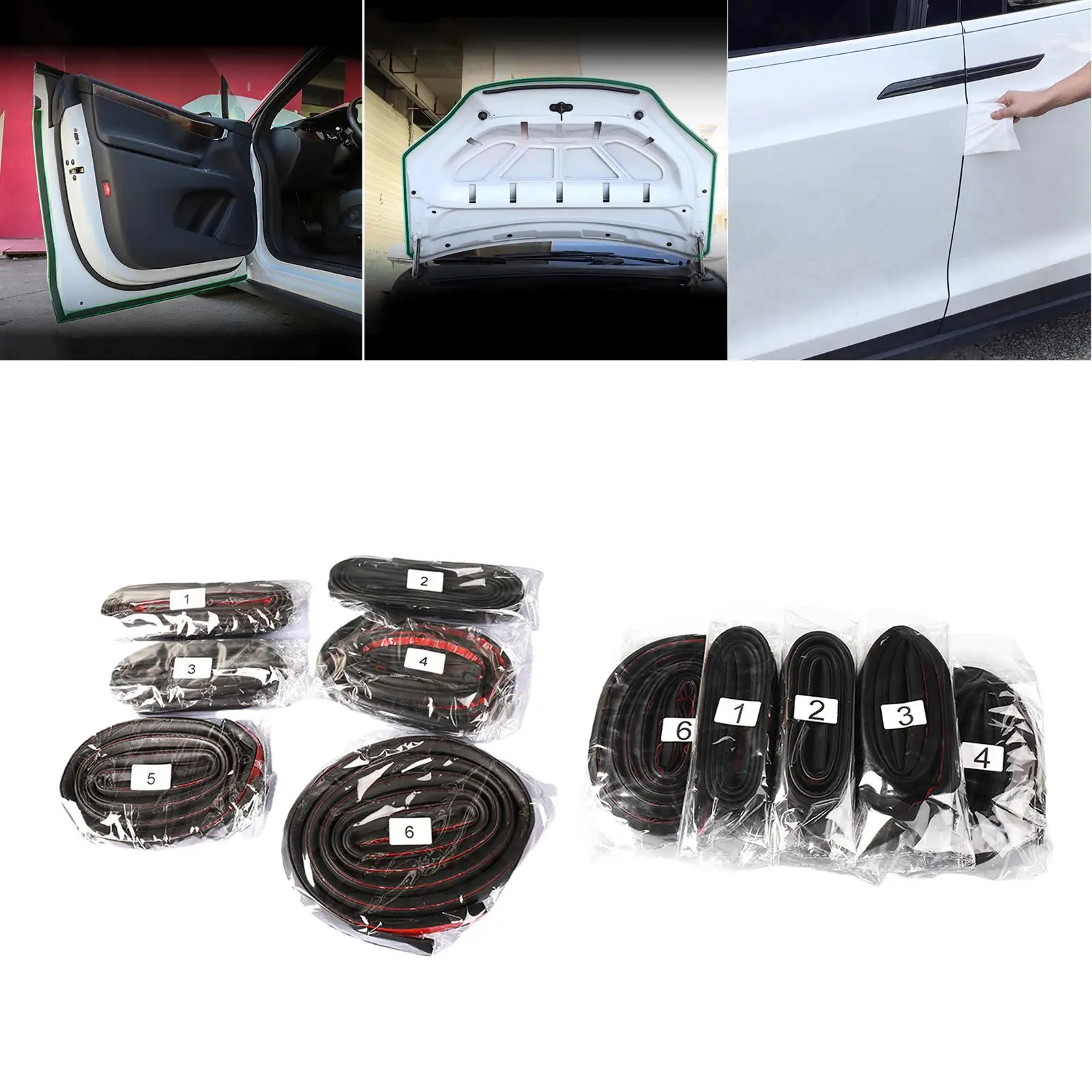 For Tesla Model X S Door Seal Kit Soundproof Rubber Weather Draft Seal Strip Wind Noise Reduction Kit