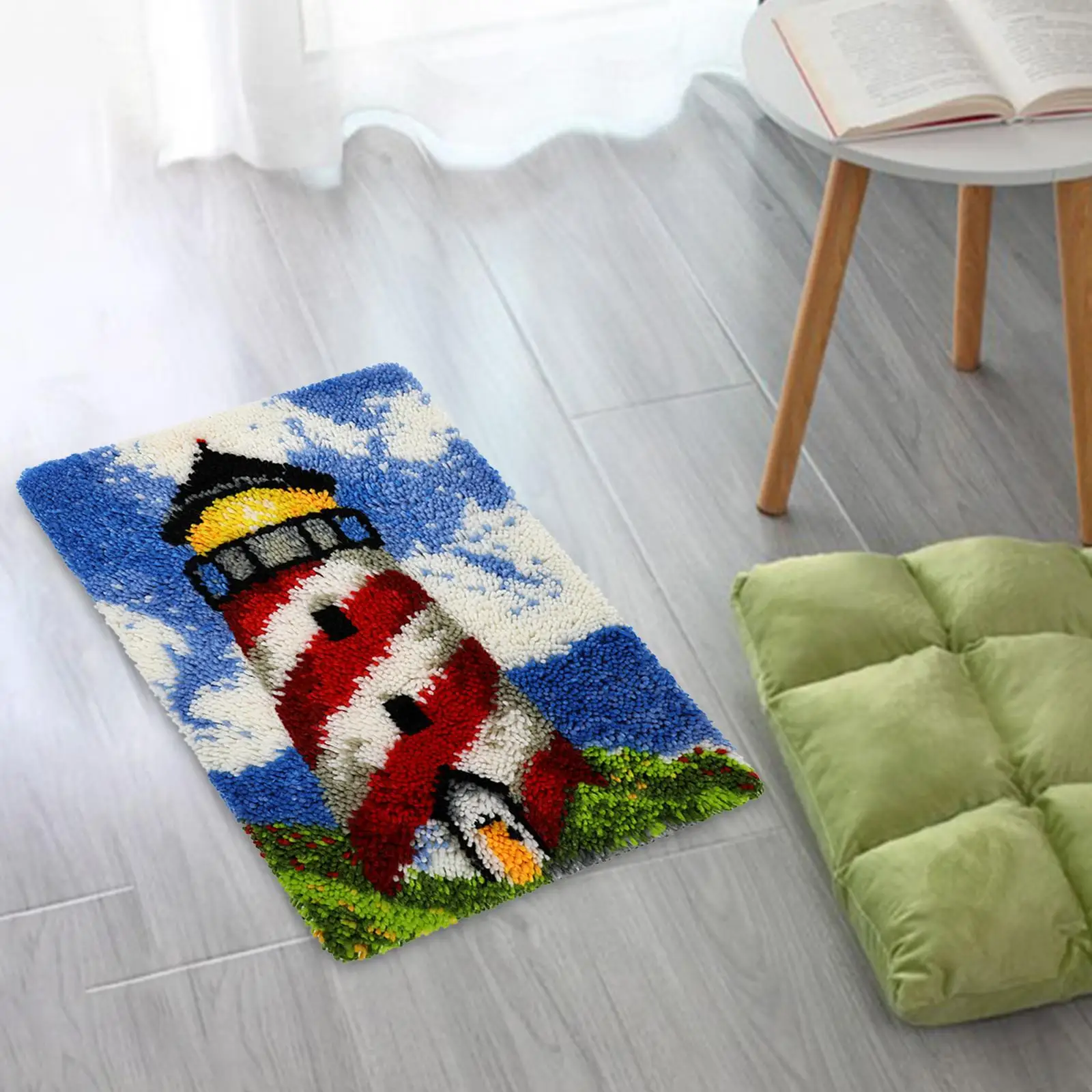 Creative DIY Latch Hook Rug Kit Embroidery Needlework Crochet Carpet Color Pattern for Gift