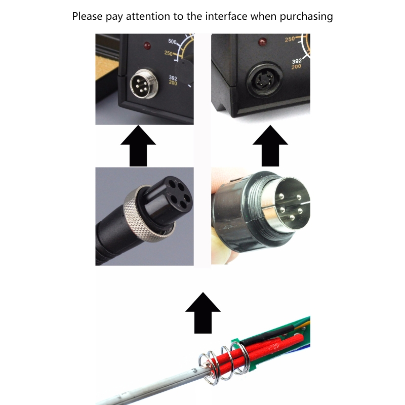 Nombre 6, Peça de mão/alça de ferro de solda de substituição atualizada com 5 pinos 24V 50W Alça de solda para estação de ferro de solda