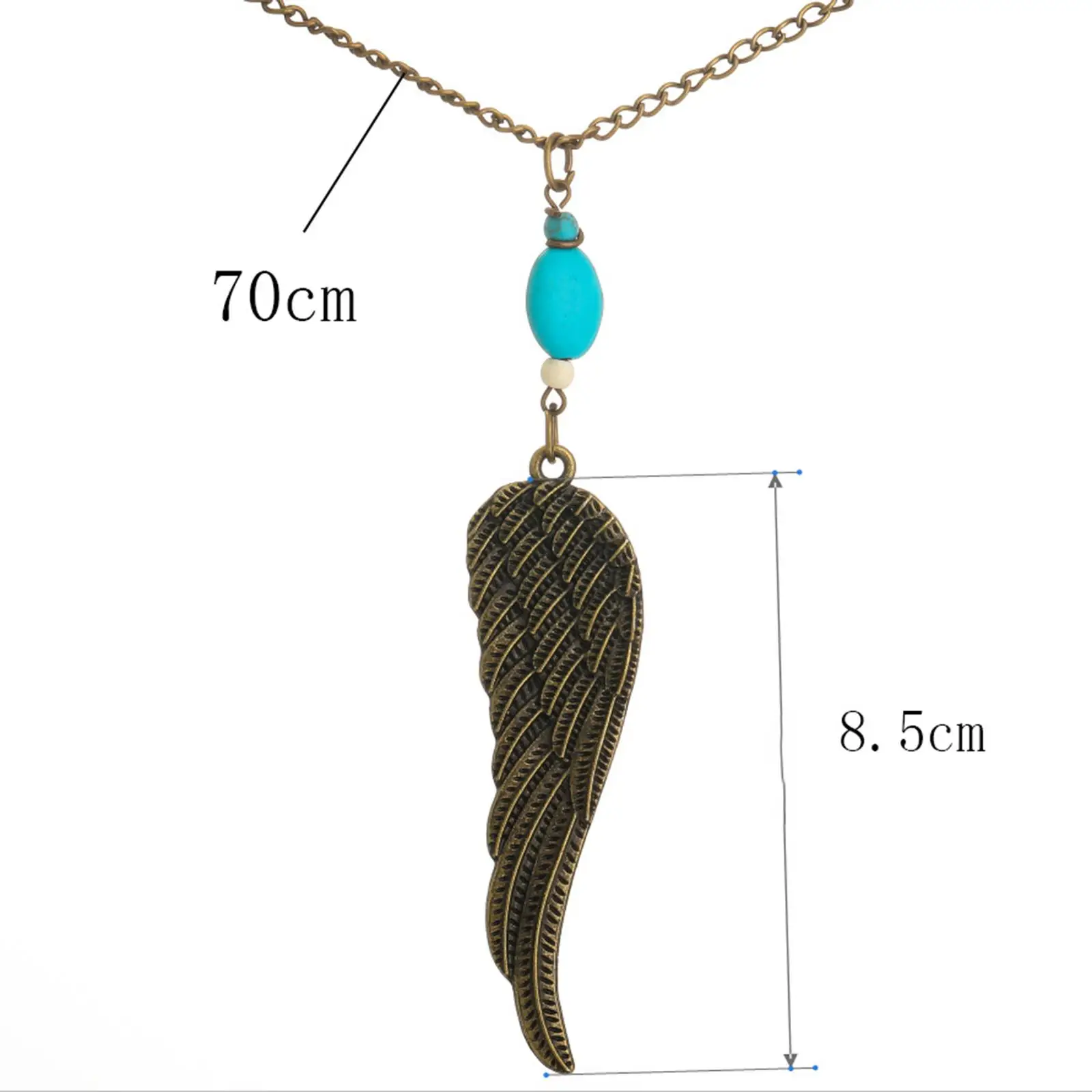Wing Pendant Necklace Vintage Angel Wing Charms Feather Dangle Necklace for Unisex Women Men Thanksgiving Engagements Weddings
