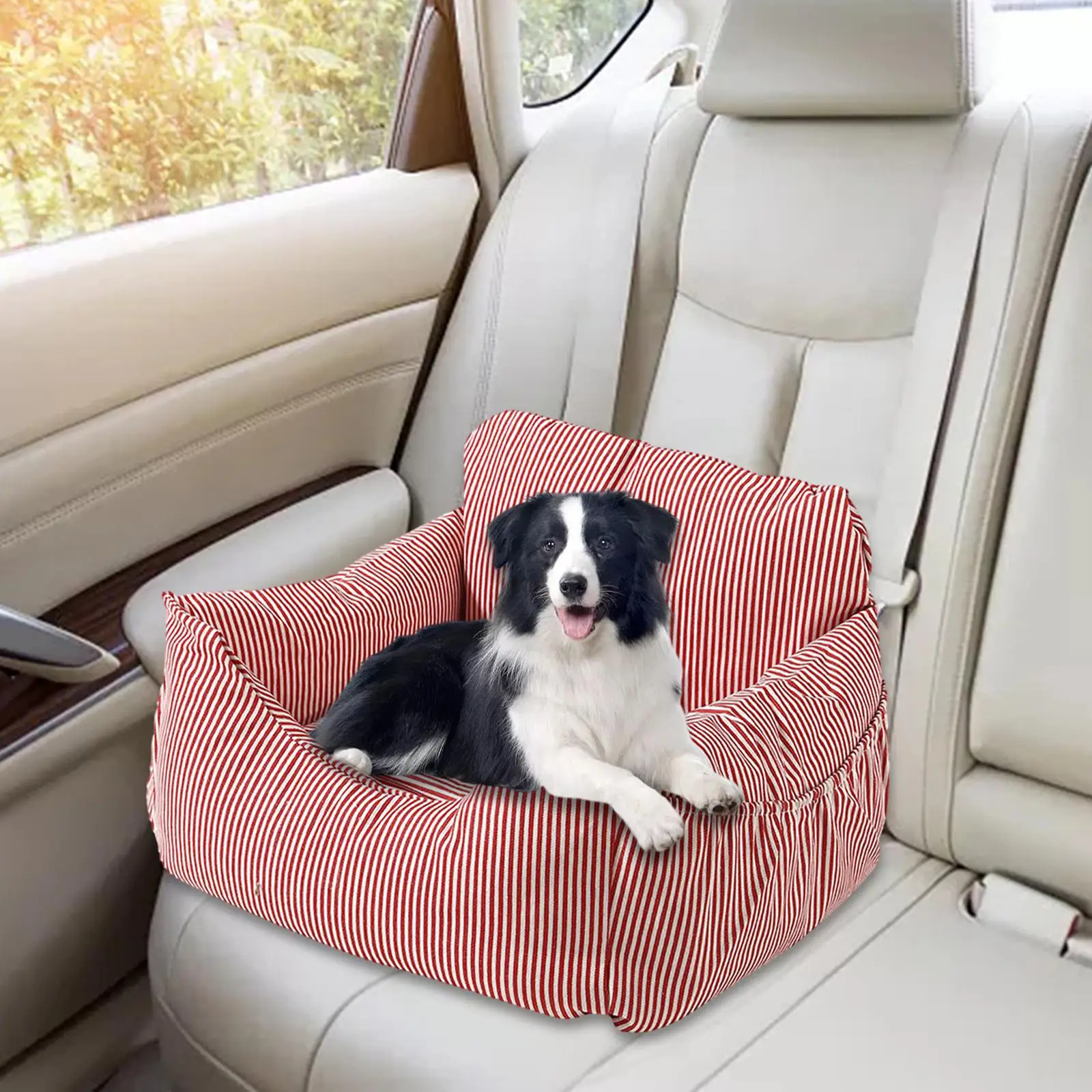 Puppy Car Booster Seat Traveling Dog Cat Carrier Versatile 50x50x30cm Easily Install Detachable Cover for Camping and Traveling