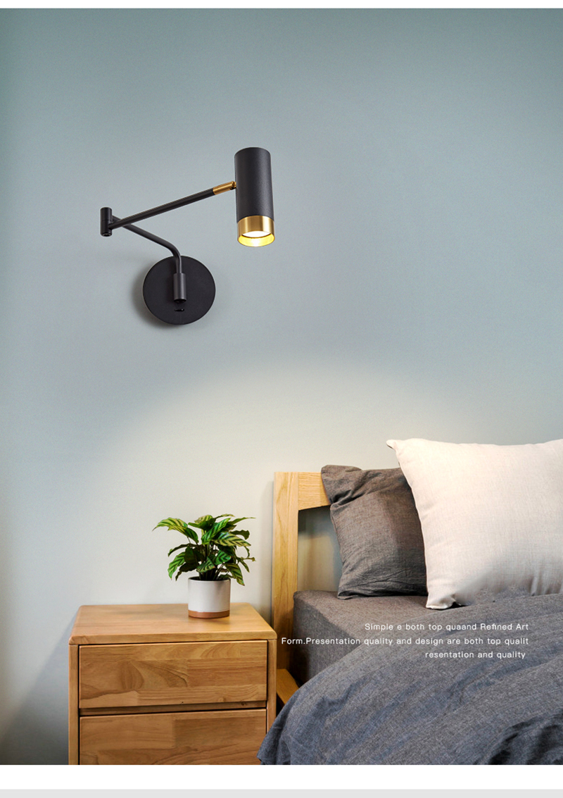 Nordic Creative Adjustable Swinging LED Wall Lamp Living Room Study Folding Telescopic Lights Switch Home Decor Lighting