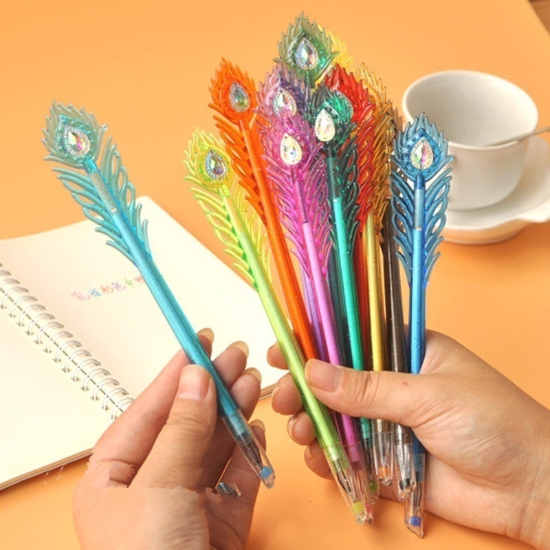4 Stücke Schreibwaren Cartoon Schöne Pfauenfedern Stift 0,38mm Gel Stift Bunte Signierstift Schöne Geschenke Zufällig – Detail 8