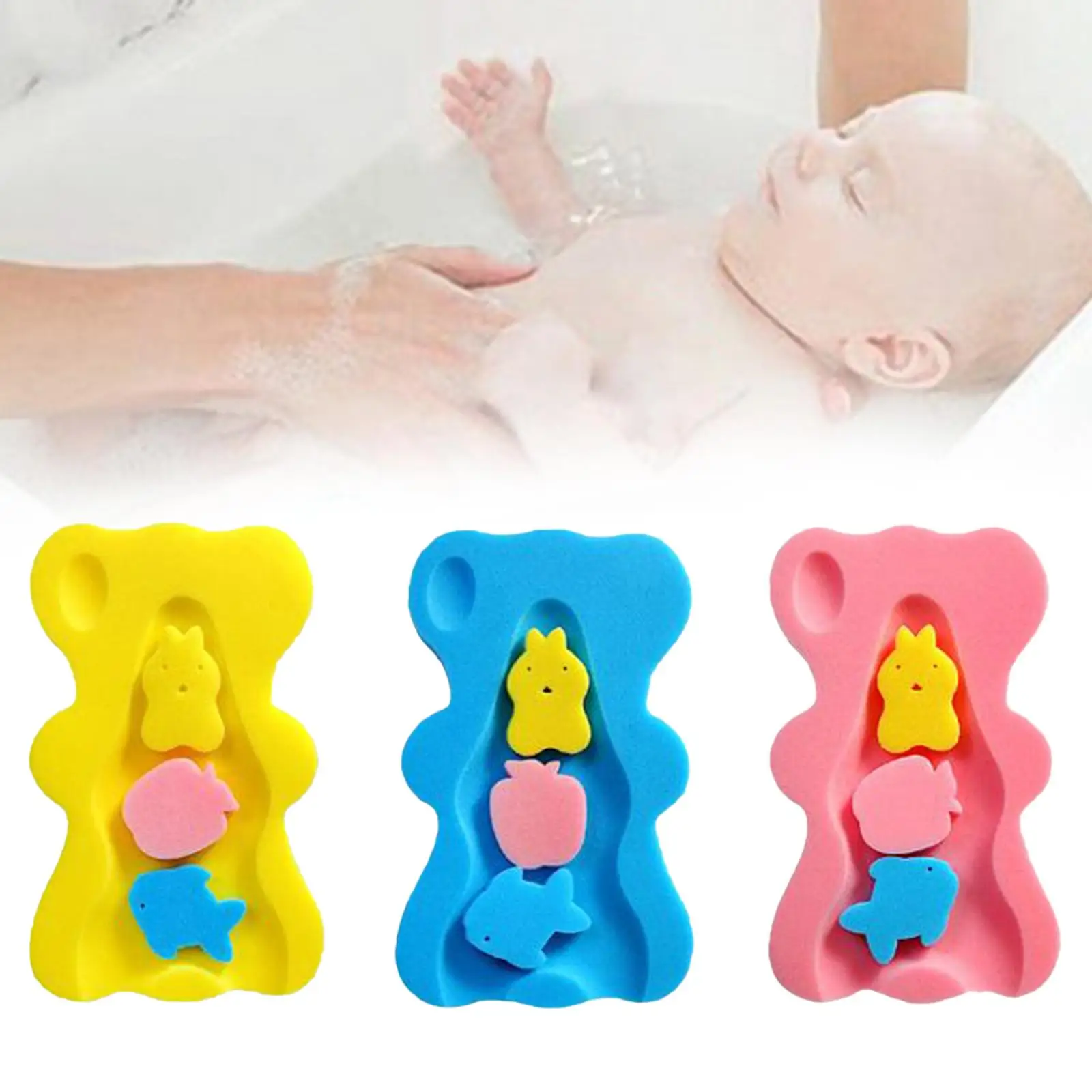  Mat Bath Sponge Non-Slip Cartoon  Infant Bed Shower Sponge Cushion for Toddlers Bathroom  Baby Care Newborn