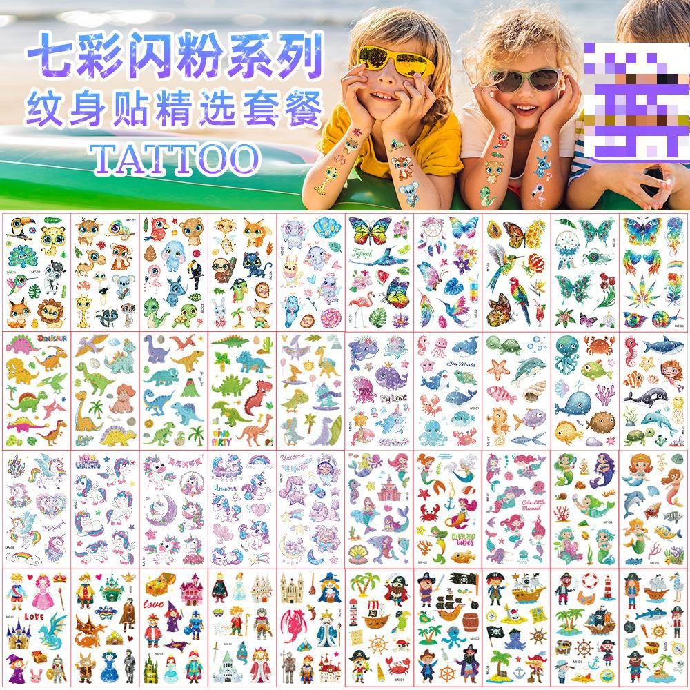 Best of 10pcs Children's Cartoon Glitter Tattoo Sticker Cool Party Holiday Event Gift Temporary Unicorn Mermaid Pirate Face Sticker Reviews & Tips